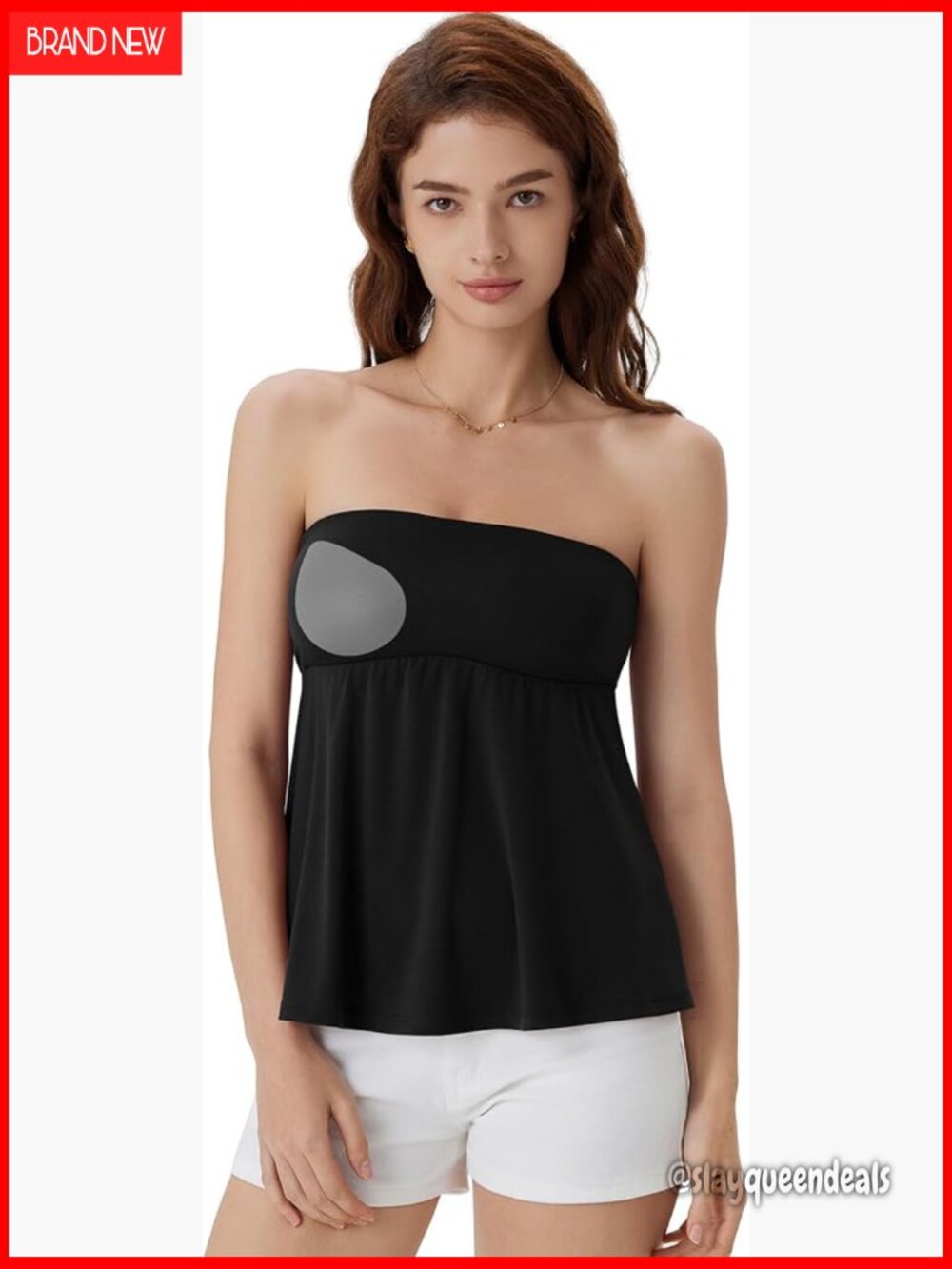 Peplum Tube Top with Built in Bra - Cute Sleeveless Strapless Babydoll Tank